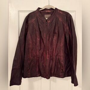 Women's Burgundy Faux Leather Jacket